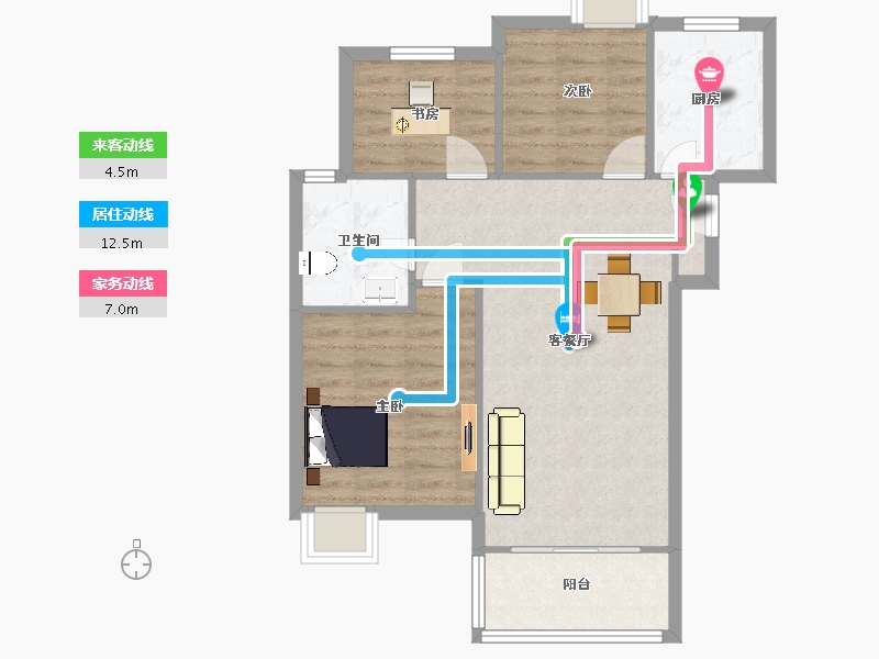 江苏省-南京市-大华锦绣时代05幢89m²-71.00-户型库-动静线