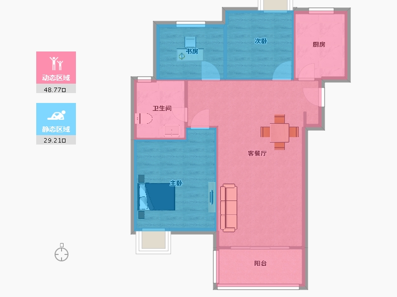 江苏省-南京市-大华锦绣时代05幢89m²-71.00-户型库-动静分区