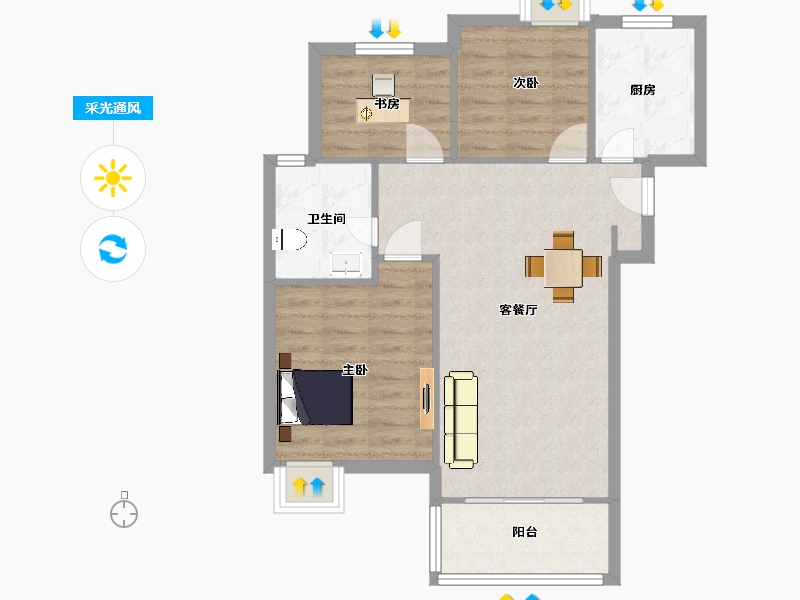 江苏省-南京市-大华锦绣时代05幢89m²-71.00-户型库-采光通风