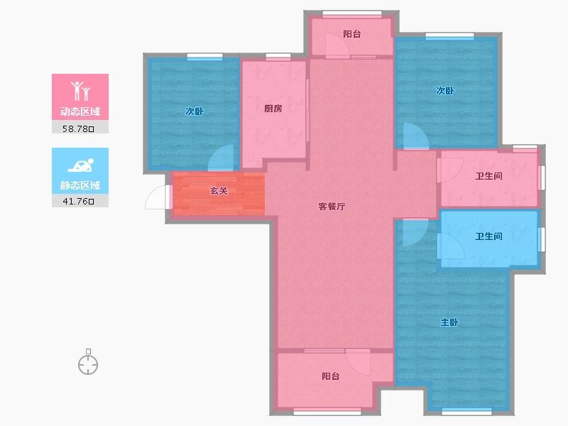 河南省-郑州市-金地格林小城二期高层22号楼,二期高层25号楼,二期高层28号楼,二期高层29号楼,-91.20-户型库-动静分区