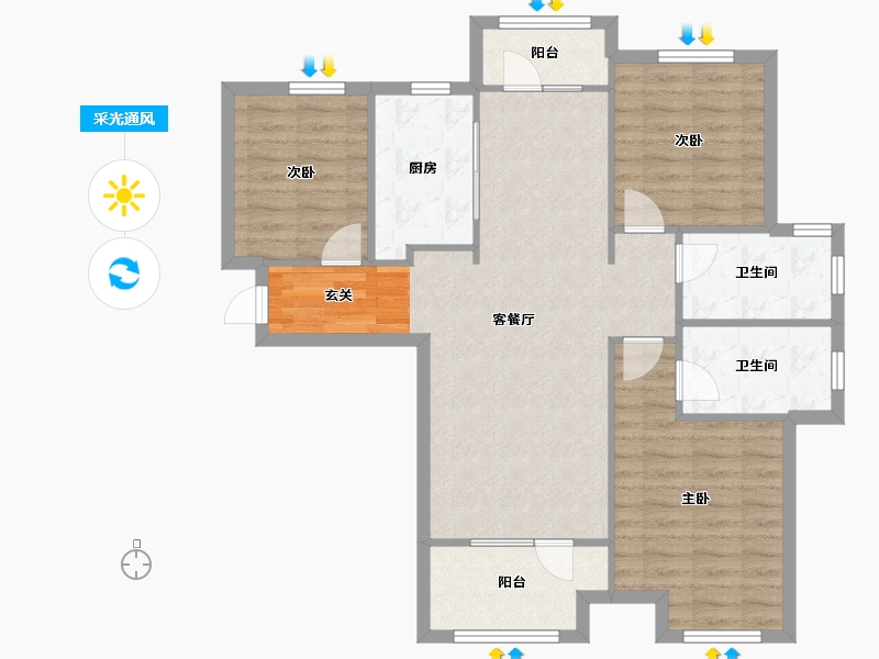 河南省-郑州市-金地格林小城二期高层22号楼,二期高层25号楼,二期高层28号楼,二期高层29号楼,-91.20-户型库-采光通风