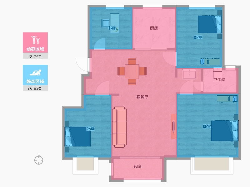 江苏省-南京市-如意郡90m²-72.00-户型库-动静分区