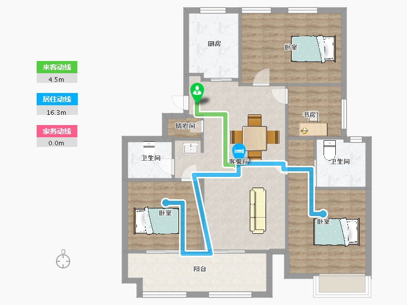 江苏省-南京市-汤山颐和府5幢,7幢C2户型127m²-102.00-户型库-动静线