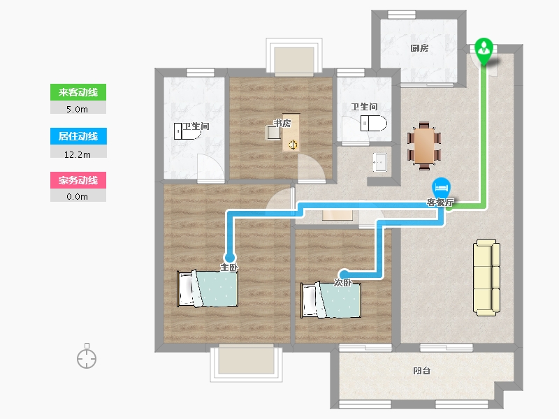 江苏省-南京市-江宁孔雀城紫樾澜庭6幢105m²-83.99-户型库-动静线