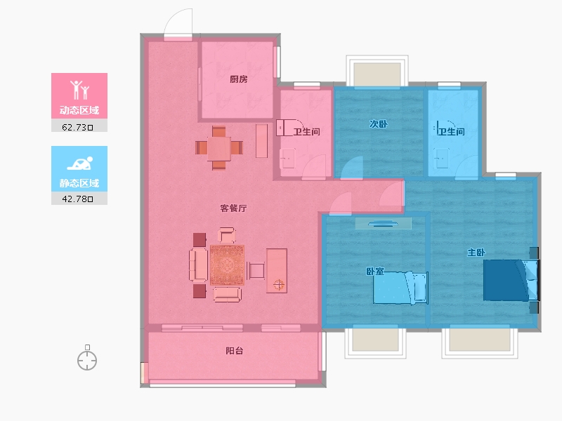 江苏省-南京市-招商名筑3幢,4幢120㎡-95.99-户型库-动静分区