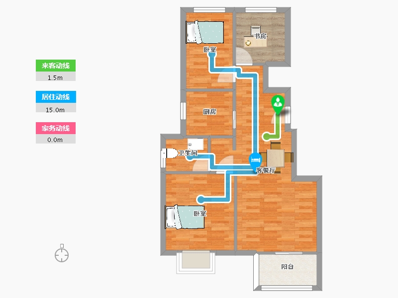 江苏省-南京市-如意郡78m²-62.00-户型库-动静线