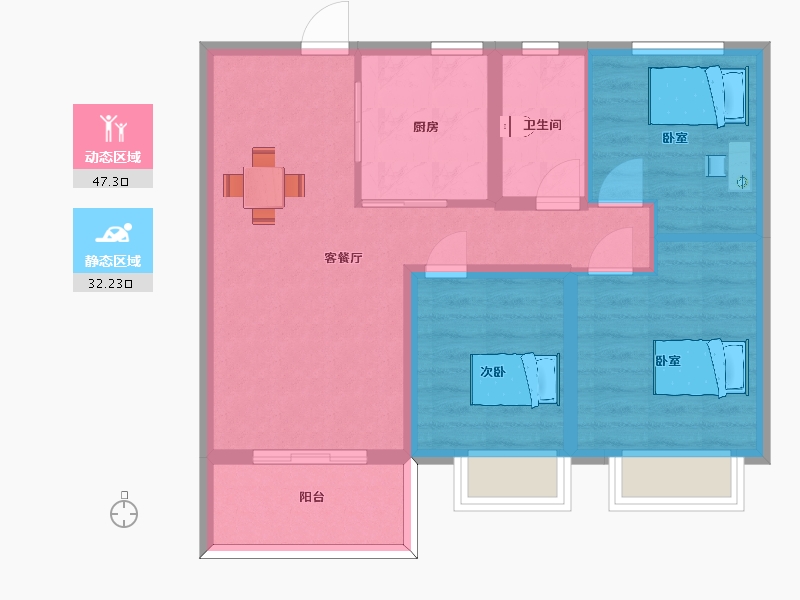 江苏省-南京市-锦绣樾江府1号楼,3号楼89㎡-70.99-户型库-动静分区