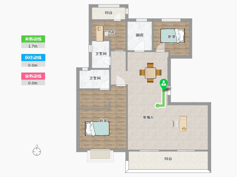 江苏省-南京市-招商雍宁府Y1户型11幢,2幢,1幢129m²-103.00-户型库-动静线