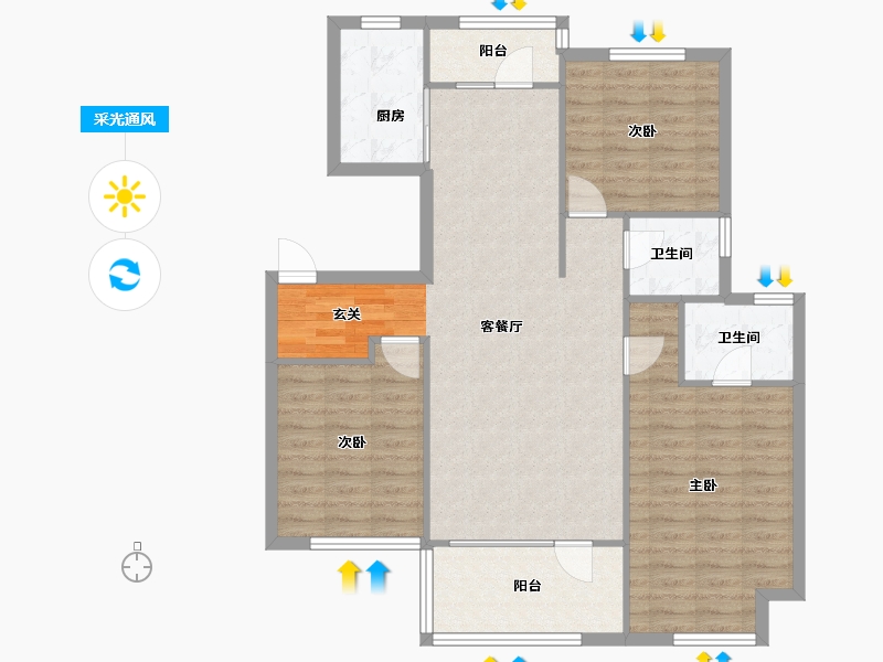 河南省-郑州市-金地格林小城53,41号楼,46号楼,二期洋房20号楼,二期洋房21号楼,二-100.00-户型库-采光通风