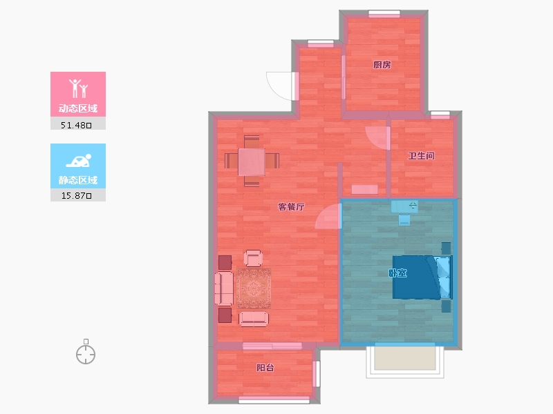 江苏省-南京市-汤山温泉康养小镇颐乐苑24幢A户型76m²-60.99-户型库-动静分区