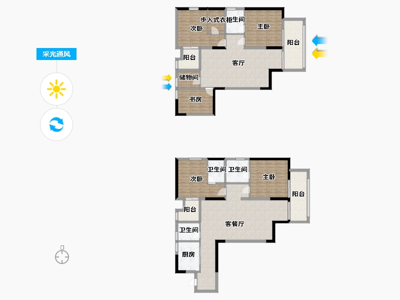 江苏省-南京市-21世纪太阳城银座70幢E2251m²-201.34-户型库-采光通风