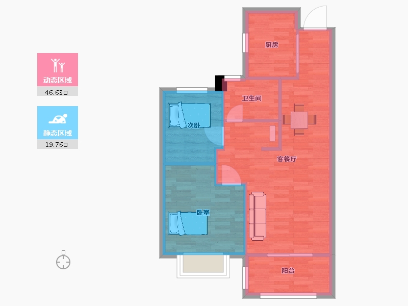 江苏省-南京市-上东逸境8幢A户型75m²-59.95-户型库-动静分区