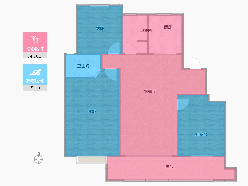 浙江省-宁波市-绿地海湾宁波城市展厅-93.69-户型库-动静分区