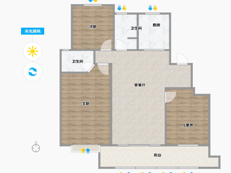 浙江省-宁波市-绿地海湾宁波城市展厅-93.69-户型库-采光通风