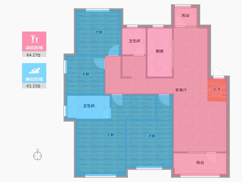 河南省-郑州市-金地格林小城41号楼,46号楼,二期洋房20号楼,二期洋房21号楼,二期洋房23号-114.40-户型库-动静分区