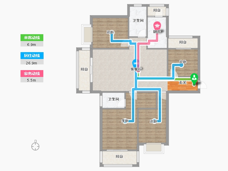 河南省-郑州市-九龙新城3号楼144m²-115.29-户型库-动静线