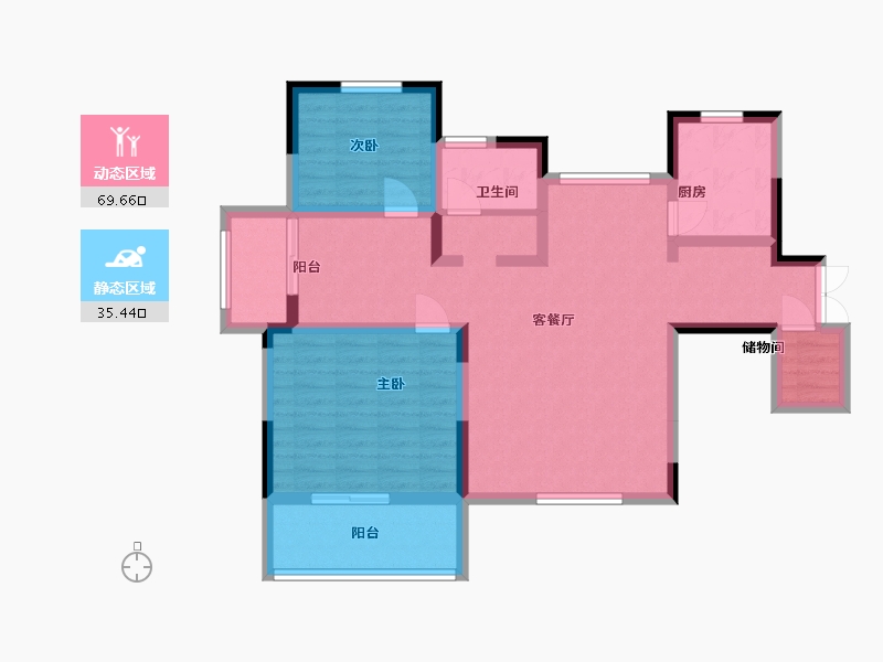 江苏省-南京市-山水云房花园37幢E4户型115m²-93.08-户型库-动静分区