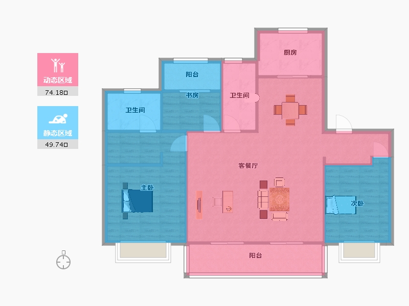 江苏省-南京市-招商雍宁府12幢Y2户142m²-113.94-户型库-动静分区