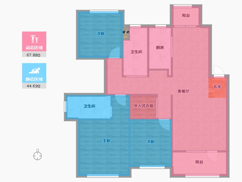 河南省-郑州市-金地格林小城53,41号楼,二期洋房20号楼,二期洋房21号楼,二期洋房24号楼-102.40-户型库-动静分区