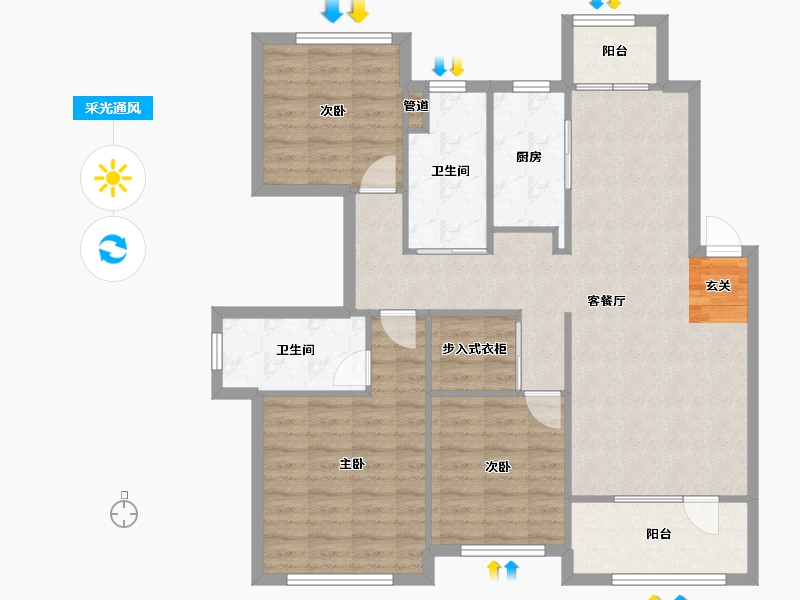 河南省-郑州市-金地格林小城53,41号楼,二期洋房20号楼,二期洋房21号楼,二期洋房24号楼-102.40-户型库-采光通风