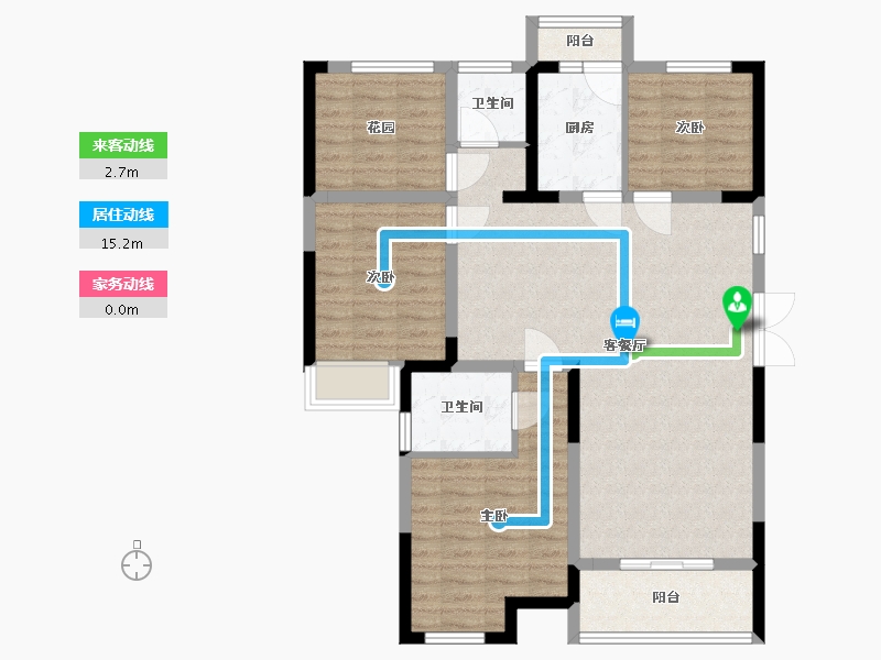 湖南省-长沙市-长房星珑湾17号楼,18号楼,15栋,16栋建面123㎡-98.40-户型库-动静线