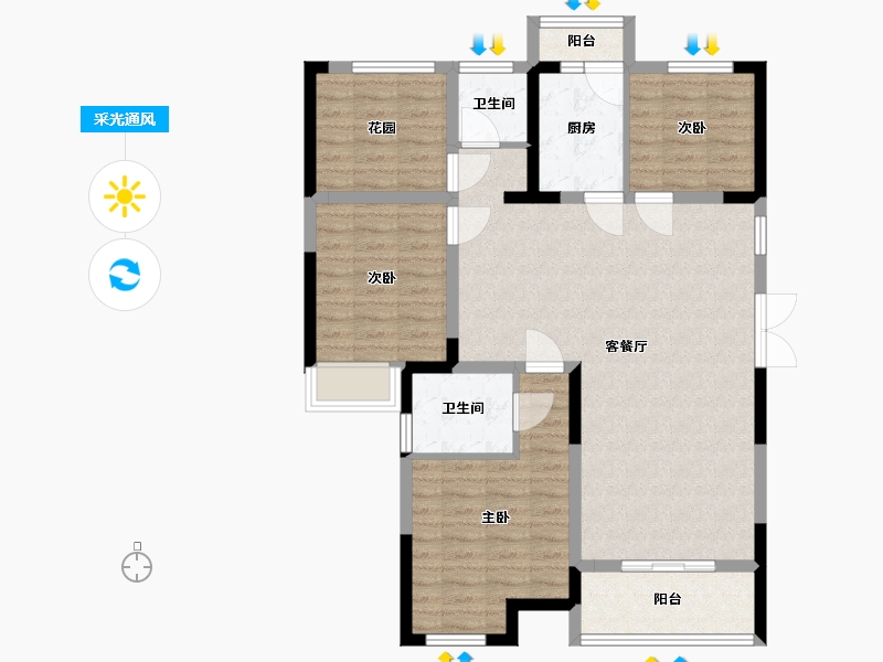 湖南省-长沙市-长房星珑湾17号楼,18号楼,15栋,16栋建面123㎡-98.40-户型库-采光通风