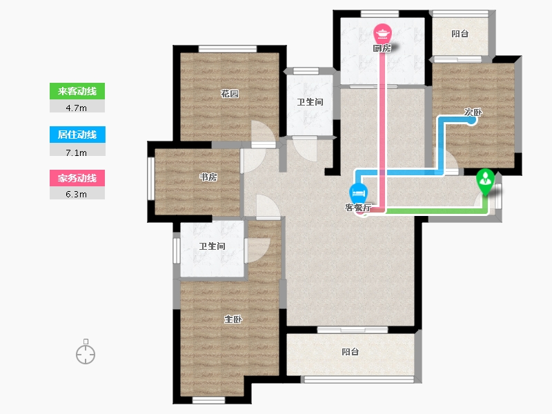 湖南省-长沙市-长房星珑湾8号楼,9号楼建面140㎡-112.00-户型库-动静线