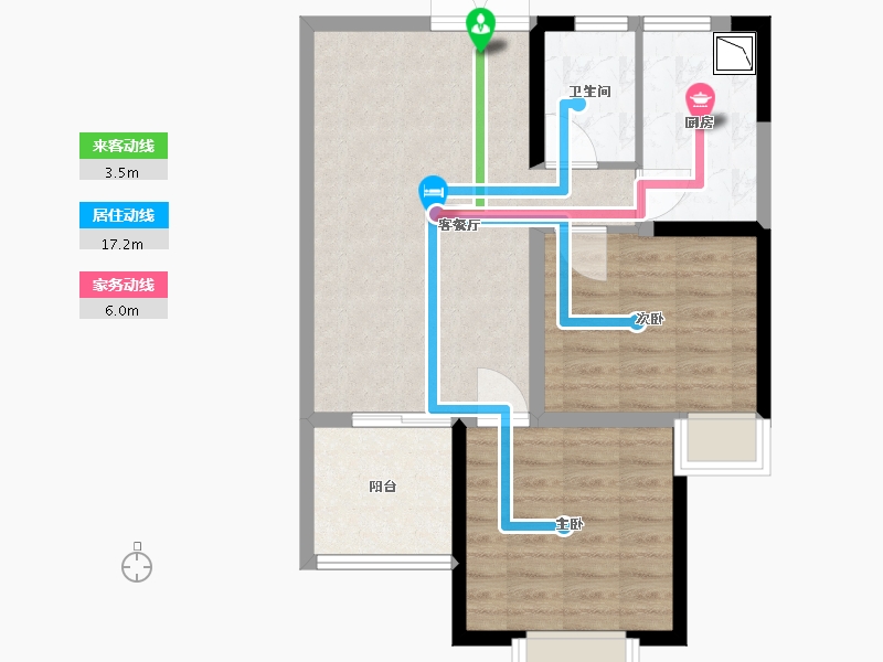 湖南省-长沙市-长房星珑湾17号楼,18号楼,15栋,16栋建面82㎡-65.60-户型库-动静线