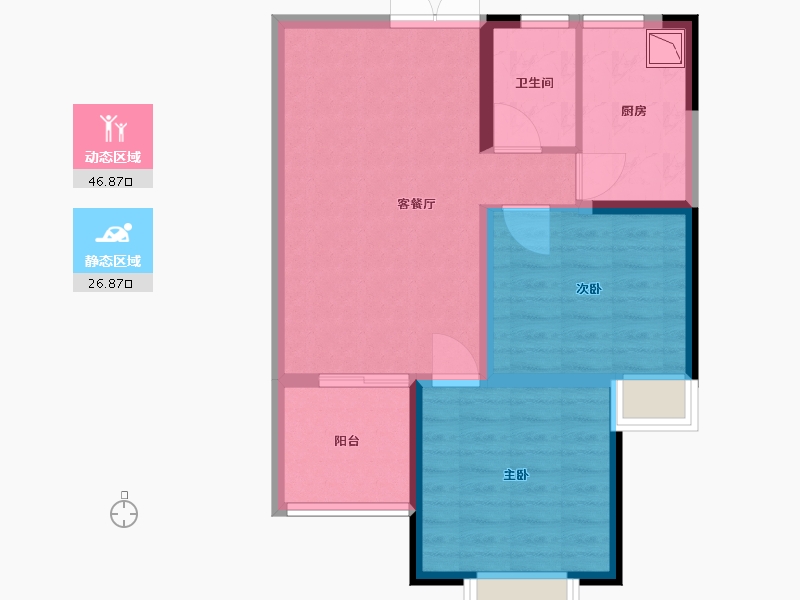 湖南省-长沙市-长房星珑湾17号楼,18号楼,15栋,16栋建面82㎡-65.60-户型库-动静分区