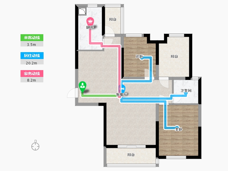 湖南省-长沙市-长房星珑湾8号楼,9号楼建面120㎡-96.00-户型库-动静线