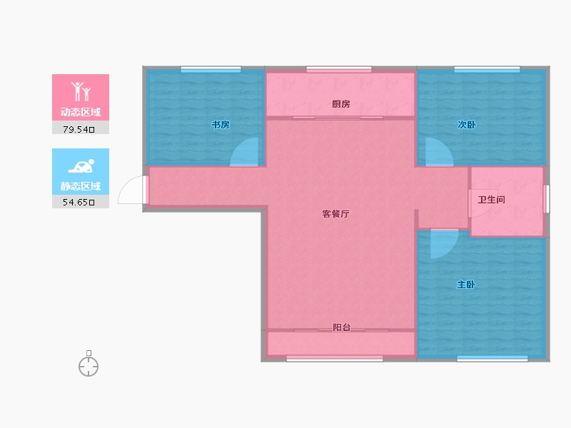 天津-天津市-宝德时代蓝湾1号楼,8号楼建面100m²-125.00-户型库-动静分区