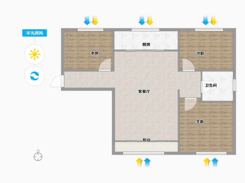 天津-天津市-宝德时代蓝湾1号楼,8号楼建面100m²-125.00-户型库-采光通风