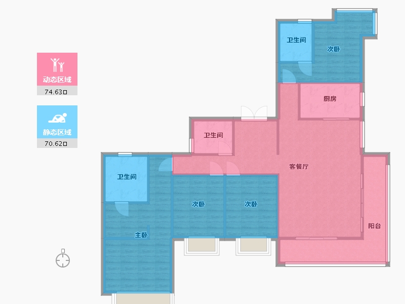 湖南省-长沙市-长沙融创城建面176㎡-132.45-户型库-动静分区