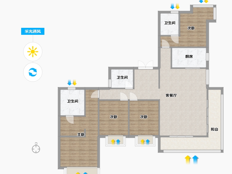 湖南省-长沙市-长沙融创城建面176㎡-132.45-户型库-采光通风