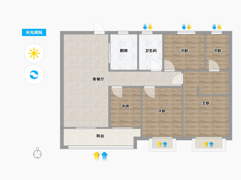 湖南省-长沙市-长沙融创城建面125㎡-90.96-户型库-采光通风