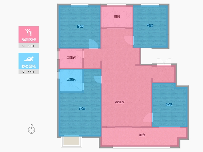 江苏省-南京市-三巽和悦澜庭130㎡-104.00-户型库-动静分区