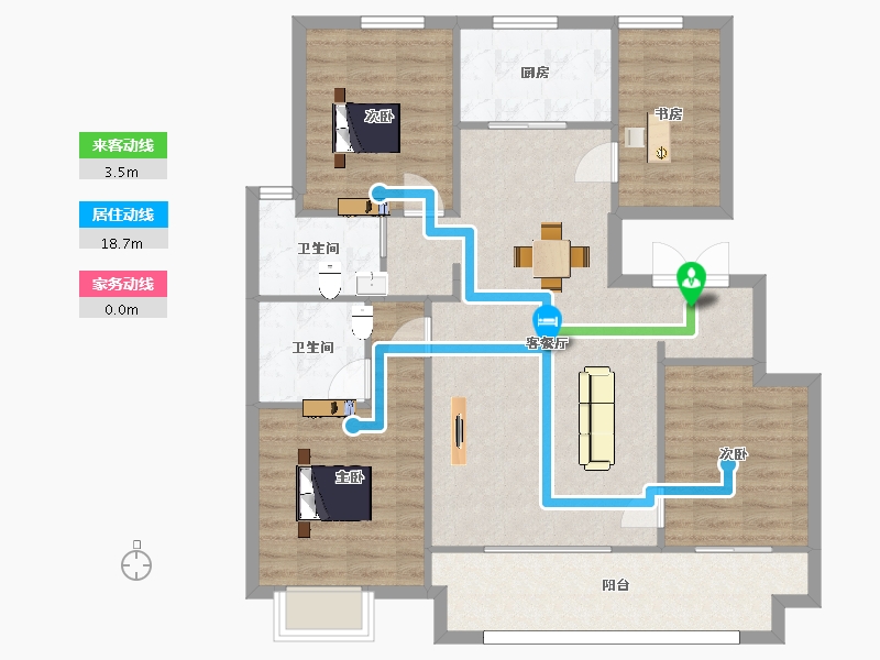 江苏省-南京市-三巽和悦澜庭125㎡-100.00-户型库-动静线