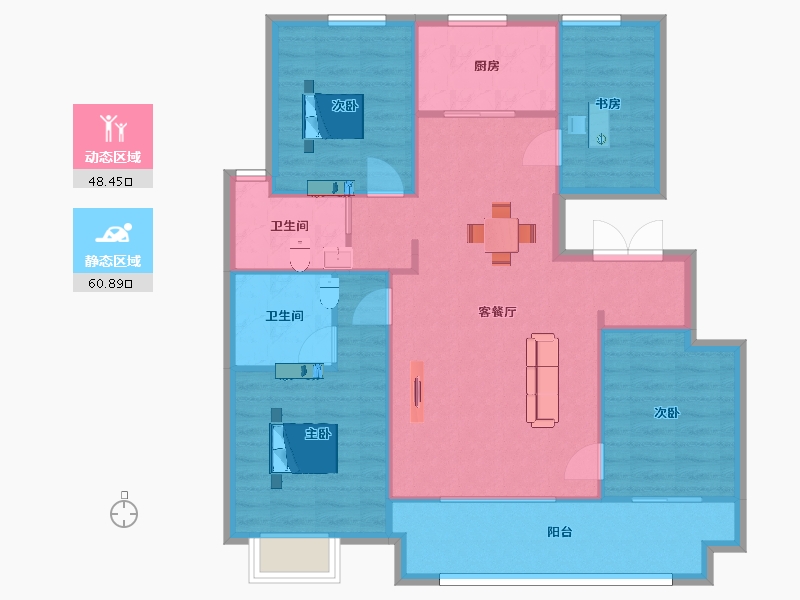 江苏省-南京市-三巽和悦澜庭125㎡-100.00-户型库-动静分区