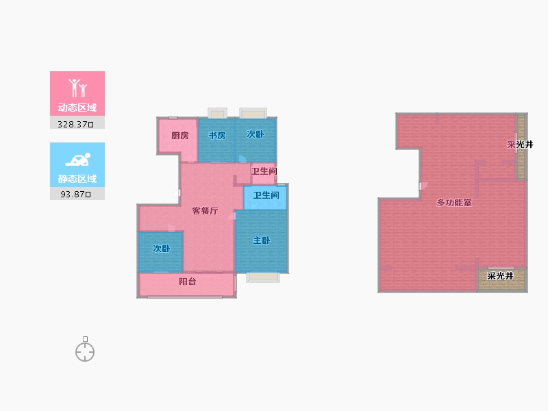 江苏省-南京市-平澜府3幢,10幢C1底跃250㎡户型-409.99-户型库-动静分区