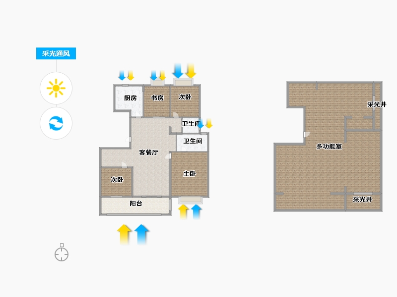 江苏省-南京市-平澜府3幢,10幢C1底跃250㎡户型-409.99-户型库-采光通风