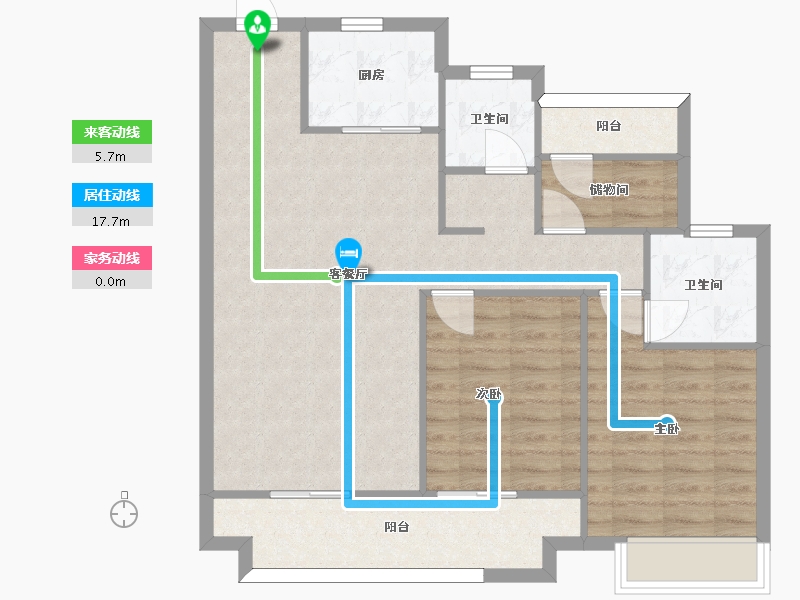 湖南省-长沙市-湾田望江府建面118㎡-86.02-户型库-动静线