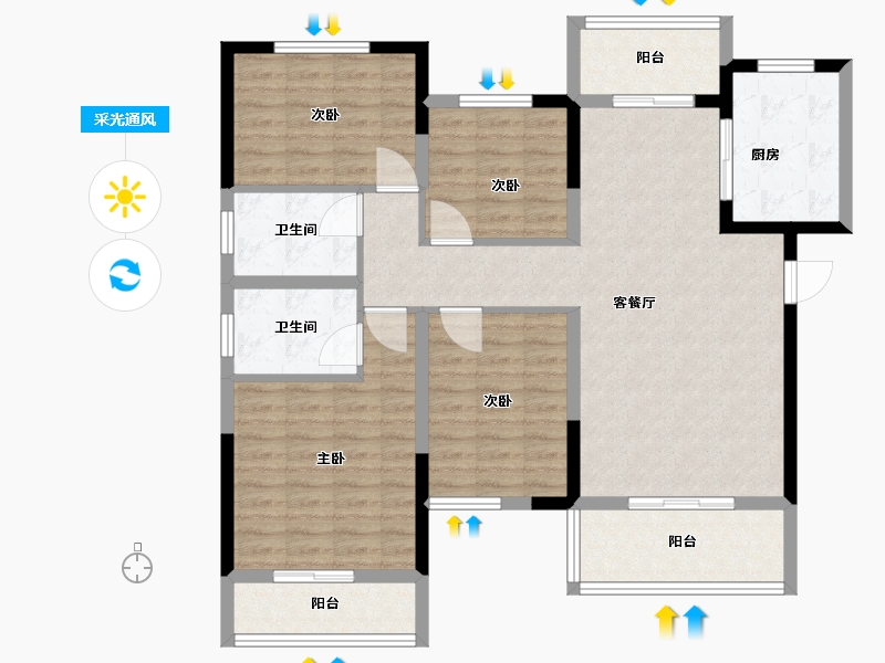 湖南省-长沙市-保利恒伟时光印象B12栋,B8栋建面139m²-111.20-户型库-采光通风