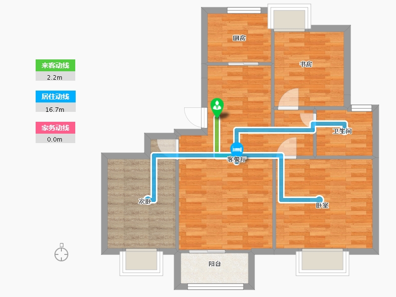 江苏省-南京市-禹洲中粮都会09A户型89m²-71.19-户型库-动静线