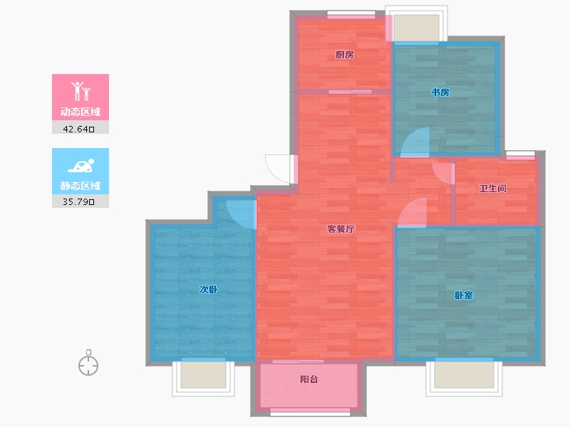 江苏省-南京市-禹洲中粮都会09A户型89m²-71.19-户型库-动静分区