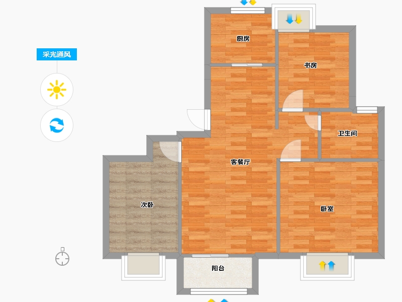 江苏省-南京市-禹洲中粮都会09A户型89m²-71.19-户型库-采光通风