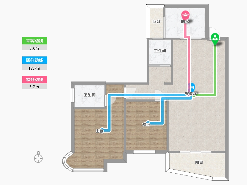 湖南省-长沙市-三润城建面106㎡-83.12-户型库-动静线