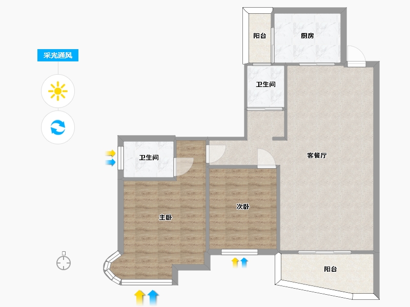 湖南省-长沙市-三润城建面106㎡-83.12-户型库-采光通风