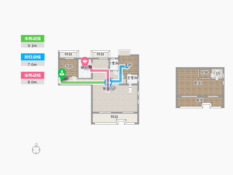 湖南省-长沙市-润和湘江天地建面148㎡-146.58-户型库-动静线