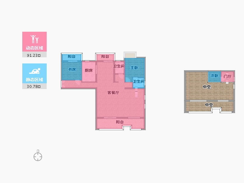 湖南省-长沙市-润和湘江天地建面148㎡-146.58-户型库-动静分区