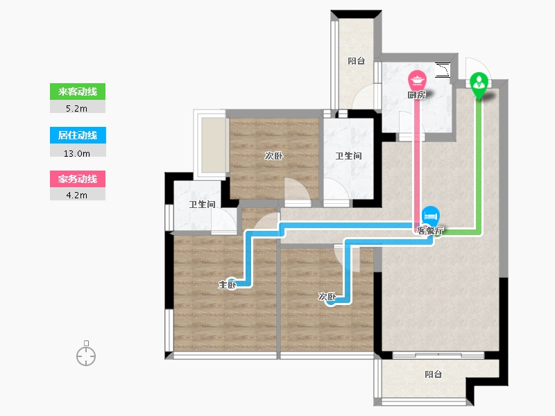 四川省-成都市-隆鑫印象东方3号楼96m²-74.54-户型库-动静线